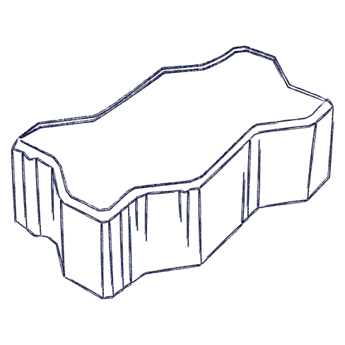 Ilustração técnica (wireframe) do paver de concreto Valduga